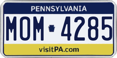 PA license plate MOM4285