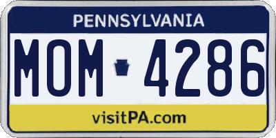 PA license plate MOM4286