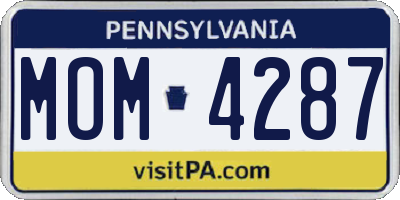 PA license plate MOM4287