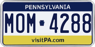 PA license plate MOM4288