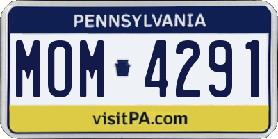 PA license plate MOM4291