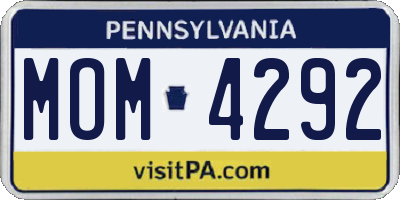 PA license plate MOM4292