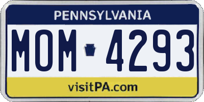 PA license plate MOM4293