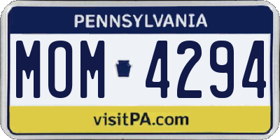 PA license plate MOM4294