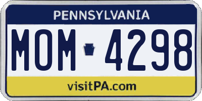 PA license plate MOM4298