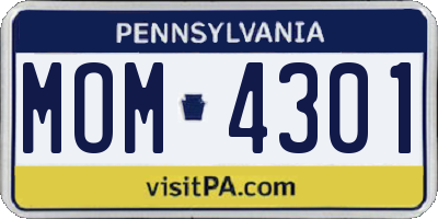 PA license plate MOM4301