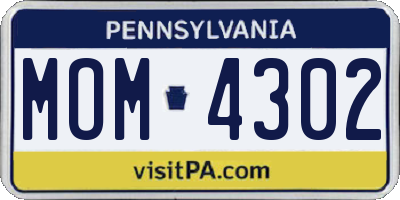 PA license plate MOM4302