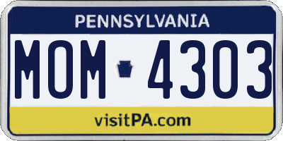 PA license plate MOM4303
