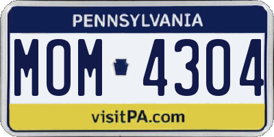 PA license plate MOM4304