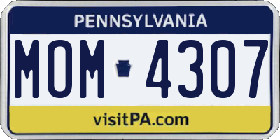 PA license plate MOM4307