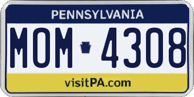 PA license plate MOM4308