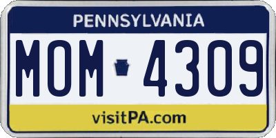 PA license plate MOM4309