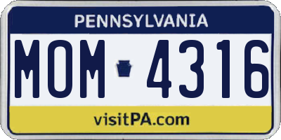 PA license plate MOM4316