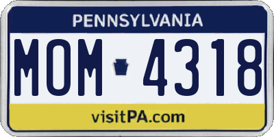 PA license plate MOM4318