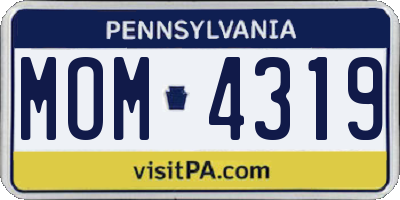 PA license plate MOM4319