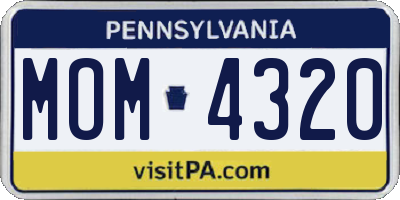 PA license plate MOM4320