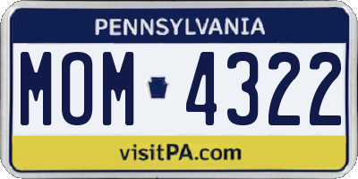 PA license plate MOM4322