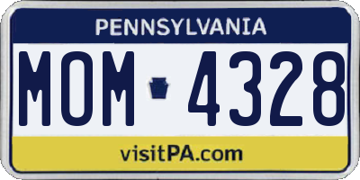 PA license plate MOM4328