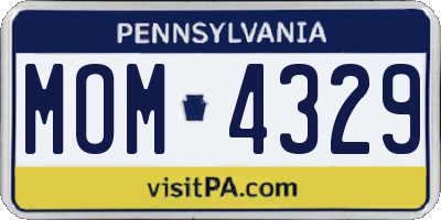 PA license plate MOM4329