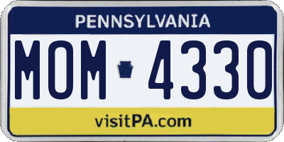 PA license plate MOM4330