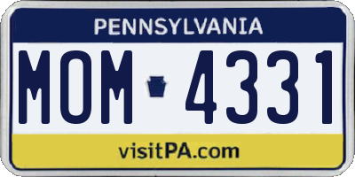 PA license plate MOM4331