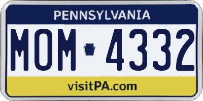 PA license plate MOM4332