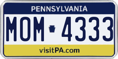 PA license plate MOM4333