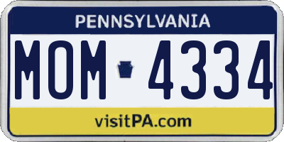 PA license plate MOM4334