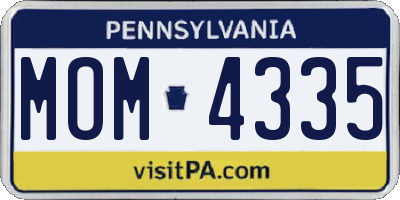 PA license plate MOM4335