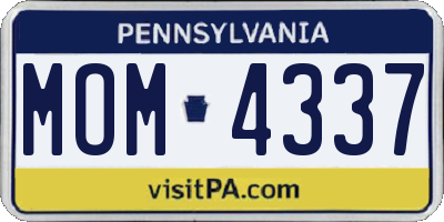 PA license plate MOM4337
