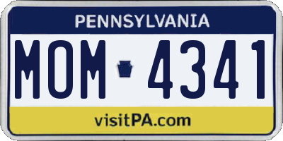 PA license plate MOM4341