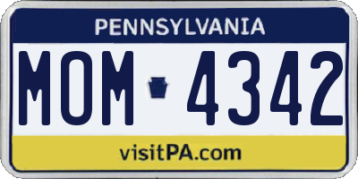 PA license plate MOM4342