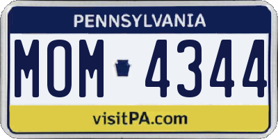 PA license plate MOM4344