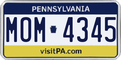 PA license plate MOM4345