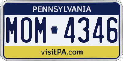 PA license plate MOM4346