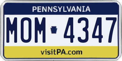 PA license plate MOM4347