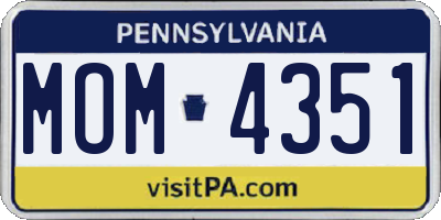 PA license plate MOM4351