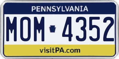 PA license plate MOM4352
