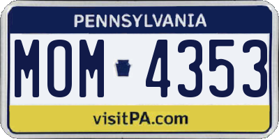 PA license plate MOM4353