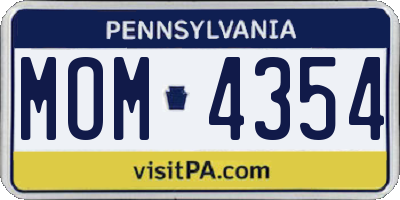 PA license plate MOM4354