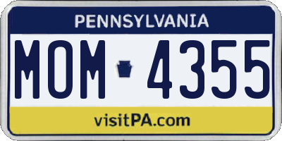 PA license plate MOM4355