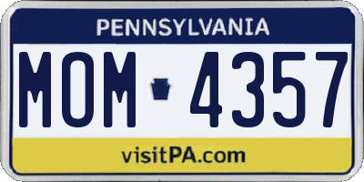 PA license plate MOM4357