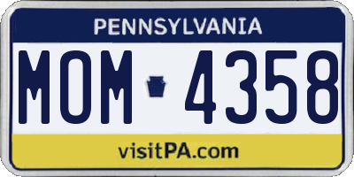 PA license plate MOM4358