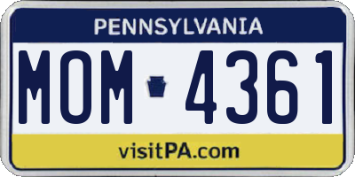 PA license plate MOM4361