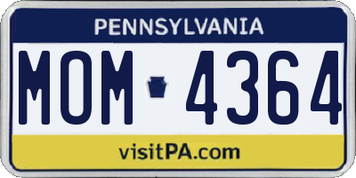 PA license plate MOM4364