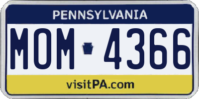PA license plate MOM4366