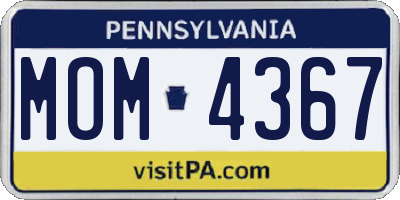 PA license plate MOM4367