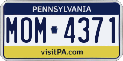 PA license plate MOM4371