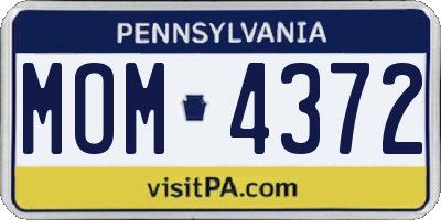PA license plate MOM4372