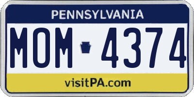 PA license plate MOM4374